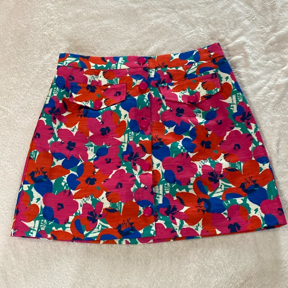 NEW LILI SIDONIO Fuchisia Andy Floral Size Large Skirt